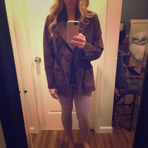 Suede Coat  Dark Brown